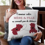 Housse de Coussin Personnalisé avec Titre et Motif Deux États Pas de Distance Entre l'Amour Entre la Famille Cadeau Noël pour Famille Amis Couple