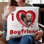 Funda de cojín personalizada con foto de corazón I Love My Boy/Girlfriend Funda de cojín Sweet Home Decor Regalo de aniversario de San Valentín para p