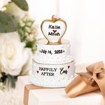 Personalized Happily Ever After Wedding Cake Resin 3D Ornament with Engraved Names and Date Newlywed Anniversary Gift for Bride and Groom