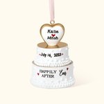 Personalized Happily Ever After Wedding Cake Resin 3D Ornament with Engraved Names and Date Newlywed Anniversary Gift for Bride and Groom