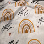 Personalisierte Boho Regenbogen Babydecke mit Namen weich und warm Neugeborenen Party Geburtstag Geschenk für Kinder neue Mama