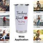 Personalised Teaching is A Work of Heart Insulated Tumbler Teacher Appreciation Christmas Gift for Teacher Tutor