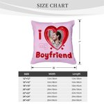 Funda de cojín personalizada con foto de corazón I Love My Boy/Girlfriend Funda de cojín Sweet Home Decor Regalo de aniversario de San Valentín para p
