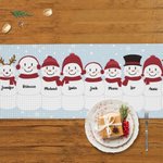Personalisierte Schneemann Familie Tischdecke mit Namen und Quaste Doppelseitige Weihnachten Esszimmer Dekoration Weihnachten Party Geschenk für Familie