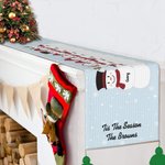 Personalisierte Schneemann Familie Tischdecke mit Namen und Quaste Doppelseitige Weihnachten Esszimmer Dekoration Weihnachten Party Geschenk für Familie