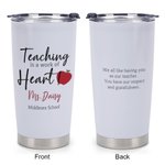 Personalised Teaching is A Work of Heart Insulated Tumbler Teacher Appreciation Christmas Gift for Teacher Tutor