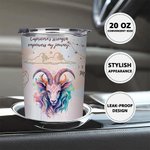 Personalised Zodiac Sign Constellation 20oz Tumbler Affirmation Coffee Cup with Name Birthday Astrology Gift for Family Friend