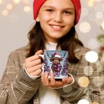 Personalised Cartoon Christmas Highland Cow Mug with Name 11oz 15oz Christmas Gift for Cow Lover