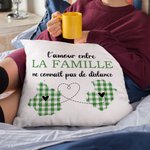Housse de Coussin Personnalisé avec Titre et Motif Deux États Pas de Distance Entre l'Amour Entre la Famille Cadeau Noël pour Famille Amis Couple