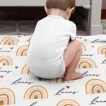 Personalisierte Boho Regenbogen Babydecke mit Namen weich und warm Neugeborenen Party Geburtstag Geschenk für Kinder neue Mama