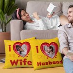 Funda de cojín personalizada con foto de corazón I Love My Boy/Girlfriend Funda de cojín Sweet Home Decor Regalo de aniversario de San Valentín para p