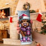 Gepersonaliseerde Kerstmuts Baby Highland Koe 20oz Magere Tumbler met Deksel en Rietje Kerstcadeau voor Koe Liefhebbers