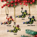 Ornement en Acrylique Image Pompier Décor Personnalisé avec Nom et Département pour Arbre de Noël Voiture Décoration Maison Cadeau pour Pompier