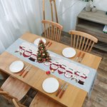 Personalisierte Schneemann Familie Tischdecke mit Namen und Quaste Doppelseitige Weihnachten Esszimmer Dekoration Weihnachten Party Geschenk für Familie