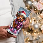 Gepersonaliseerde Kerstmuts Baby Highland Koe 20oz Magere Tumbler met Deksel en Rietje Kerstcadeau voor Koe Liefhebbers