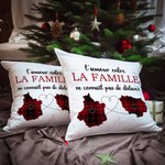 Housse de Coussin Personnalisé avec Titre et Motif Deux États Pas de Distance Entre l'Amour Entre la Famille Cadeau Noël pour Famille Amis Couple
