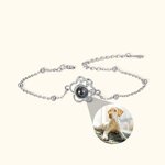 Personalizada perro pata de proyección de fotos pulsera 100 Lenguas joyería de plata esterlina Aniversario Navidad Memorial regalo para el dueño del p