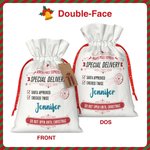 Sac à Cordon en Toile avec Carte de Vœux Cadeau de Noël pour les Enfants