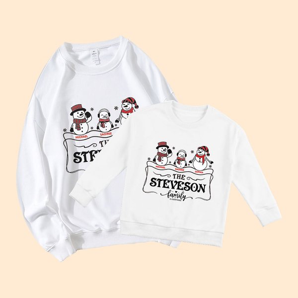 Personalizzato Natale famiglia pupazzo di neve bambino adulto felpa bella abbigliamento abbinato Merry Christmas Gift per mamma papà bambini