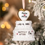 Personalized Happily Ever After Wedding Cake Resin 3D Ornament with Engraved Names and Date Newlywed Anniversary Gift for Bride and Groom