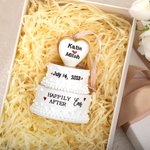 Personalized Happily Ever After Wedding Cake Resin 3D Ornament with Engraved Names and Date Newlywed Anniversary Gift for Bride and Groom