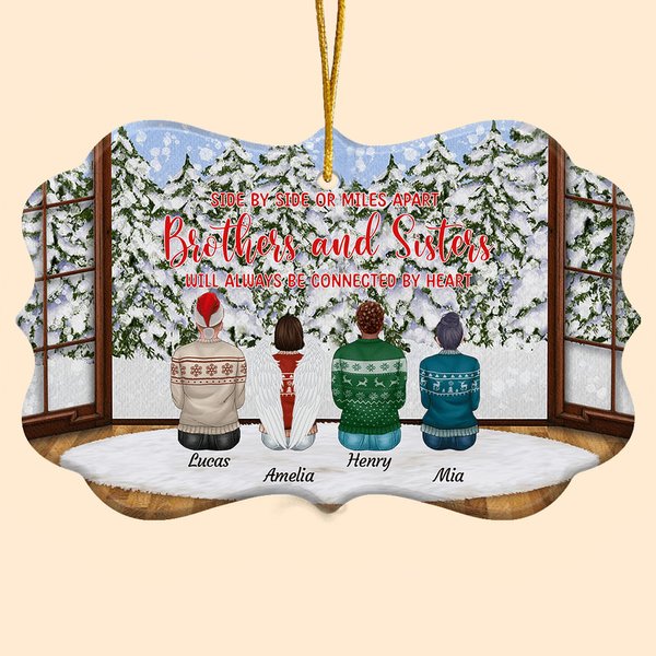 Personalisierte Side by Side oder Miles Apart Keramik Ornament mit Namen Weihnachtsgeschenk für Familie Brüder Schwestern