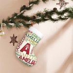 Gepersonaliseerde woordwolk kerstkous met initiaal en herhalende naam Fireplace Decor Kerstcadeau voor familie Kid