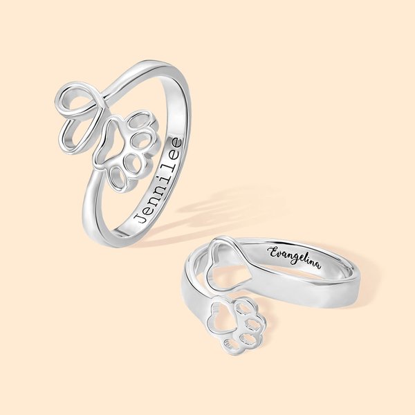Bague d'amour personnalisée avec texte gravé Cadeau d'anniversaire pour l'amoureux des animaux de compagnie
