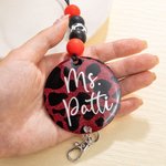Personalized Glitter Animal Leopard Print Lanyard with Beads and Name Appreciation Back to School Gift for Teachers Nurse