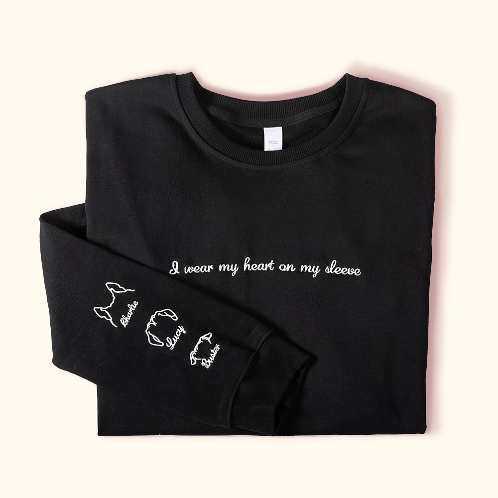 Sweatshirt personnalisé avec 1-4 noms brodés Cadeau pour les amoureux des animaux de compagnie