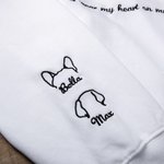 Personalized I Wear My Heart On My Sleeve Dog Ear Sweatshirt with 1-4 Embroidered Names Gift for Pet Lover