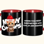 Taza de cerámica personalizada Meowy Christmas Pet with Santa Hat Color Inside Christmas Holiday Gift for Cat Dog Pet Lovers