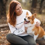 Personalized I Wear My Heart On My Sleeve Dog Ear Sweatshirt with 1-4 Embroidered Names Gift for Pet Lover