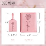 Gepersonaliseerde Geboorte Flower Lederen Paspoort Cover Bagagelabel Set met Naam Travel Essential Verjaardagscadeau voor vrouwen