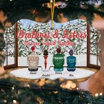 Personalized Brothers & Sisters Forever Linked Together Ceramic Ornament with Names Christmas Gift for Family Brothers Sisters