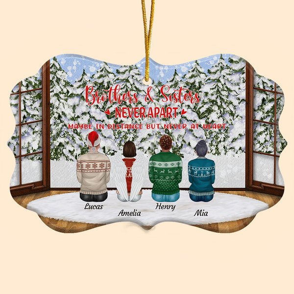 Ornamento in ceramica personalizzato Fratelli e sorelle mai separati con nomi Regalo di Natale per la famiglia Fratelli e sorelle