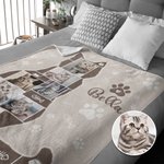 Couverture Multicolore Personnalisée avec Collage de Photos et Nom Style Silhouette de Chat Cadeau Anniversaire Noël pour Amoureux de Chat