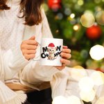 Taza de cerámica personalizada Meowy Christmas Pet with Santa Hat Color Inside Christmas Holiday Gift for Cat Dog Pet Lovers