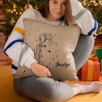 Personifierad Födelseblomma Konstellation Kuddöverdrag Heminredning med namn Födelsedag Julklapp för kvinnor Flickor