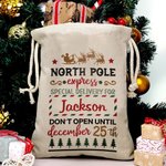 Personalisierte robuste Luxus Weihnachten Sack Drawstring Geschenk Tasche mit Namen Weihnachtsgeschenk für Kinder Familie