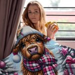 Coperta personalizzata in pile morbido Highland Cow con nome Regalo di Natale e Capodanno per i bambini