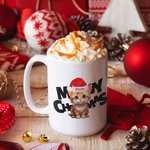 Taza de cerámica personalizada Meowy Christmas Pet with Santa Hat Color Inside Christmas Holiday Gift for Cat Dog Pet Lovers