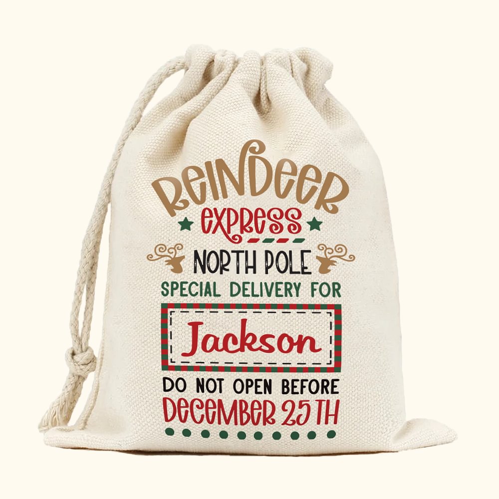 Sac de Noël de luxe personnalisé avec nom Cadeau de Noël pour enfants Famille