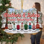 Personalized Brothers & Sisters Forever Linked Together Ceramic Ornament with Names Christmas Gift for Family Brothers Sisters