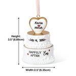 Personalized Happily Ever After Wedding Cake Resin 3D Ornament with Engraved Names and Date Newlywed Anniversary Gift for Bride and Groom