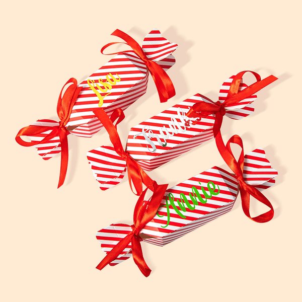 Canne à sucre de Noël Personnalisée Nom Place Boîte Cadeau Décoration de Table pour Famille Amis Enfants