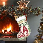 Gepersonaliseerde woordwolk kerstkous met initiaal en herhalende naam Fireplace Decor Kerstcadeau voor familie Kid