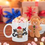 Taza de cerámica personalizada Meowy Christmas Pet with Santa Hat Color Inside Christmas Holiday Gift for Cat Dog Pet Lovers