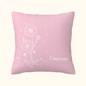 Gepersonaliseerde Geboorte Bloem Sterrenbeeld Kussenhoes Home Decor met Naam Verjaardag Kerstcadeau voor Vrouwen Meisjes