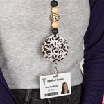 Personalized Glitter Animal Leopard Print Lanyard with Beads and Name Appreciation Back to School Gift for Teachers Nurse